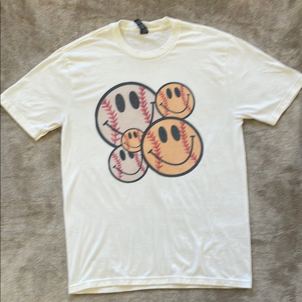 Smiley Face Baseball/Softball Graphic Tee
